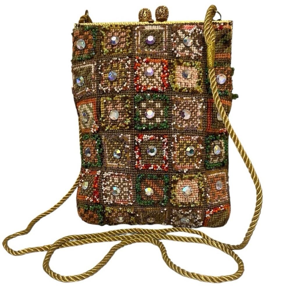 Vintage Mosaic Beaded Shoulder Bag